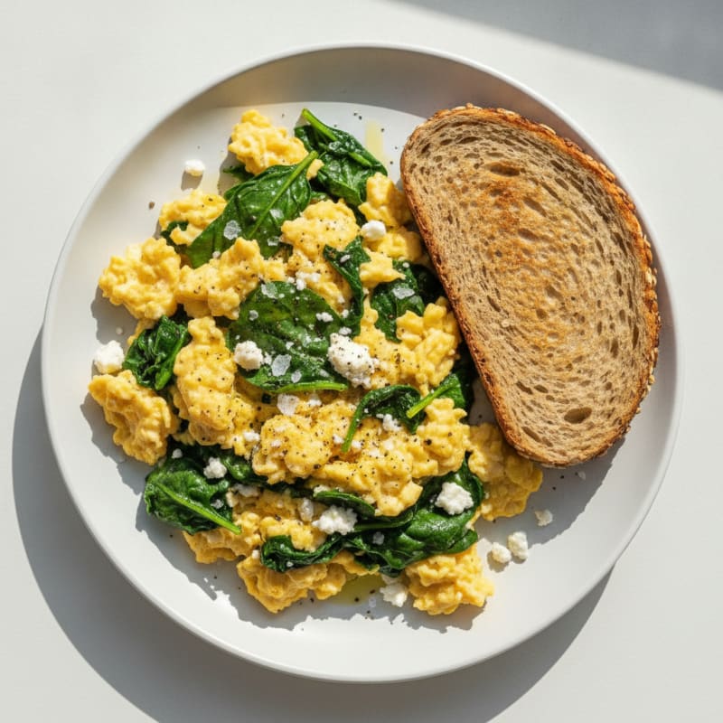 Scrambled Eggs with Spinach and Feta