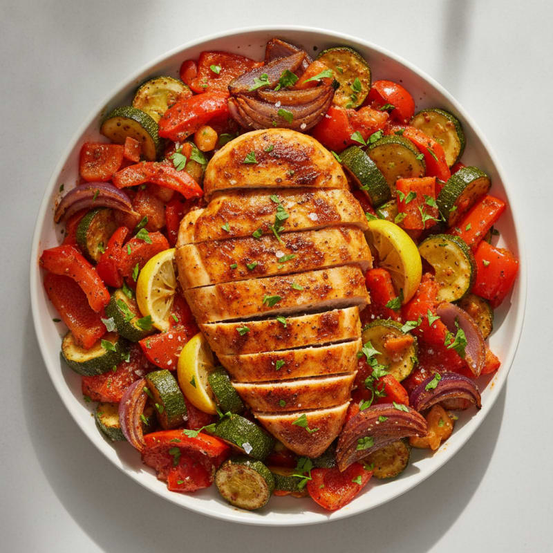 Spicy Harissa Chicken with Roasted Vegetables