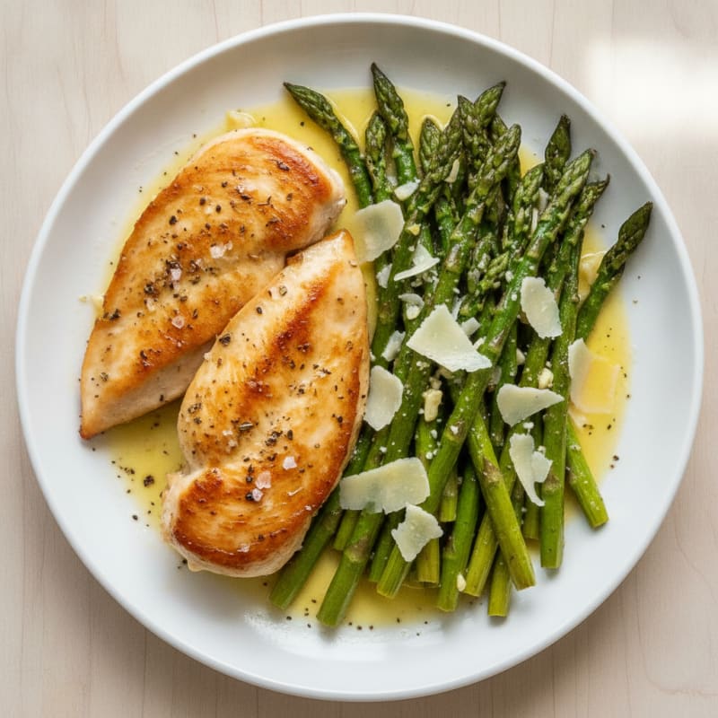 Pan-Seared Chicken with Roasted Asparagus