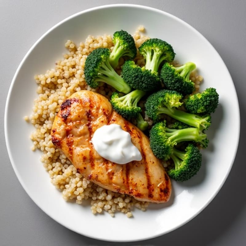 Grilled Chicken Breast with Roasted Broccoli and Quinoa