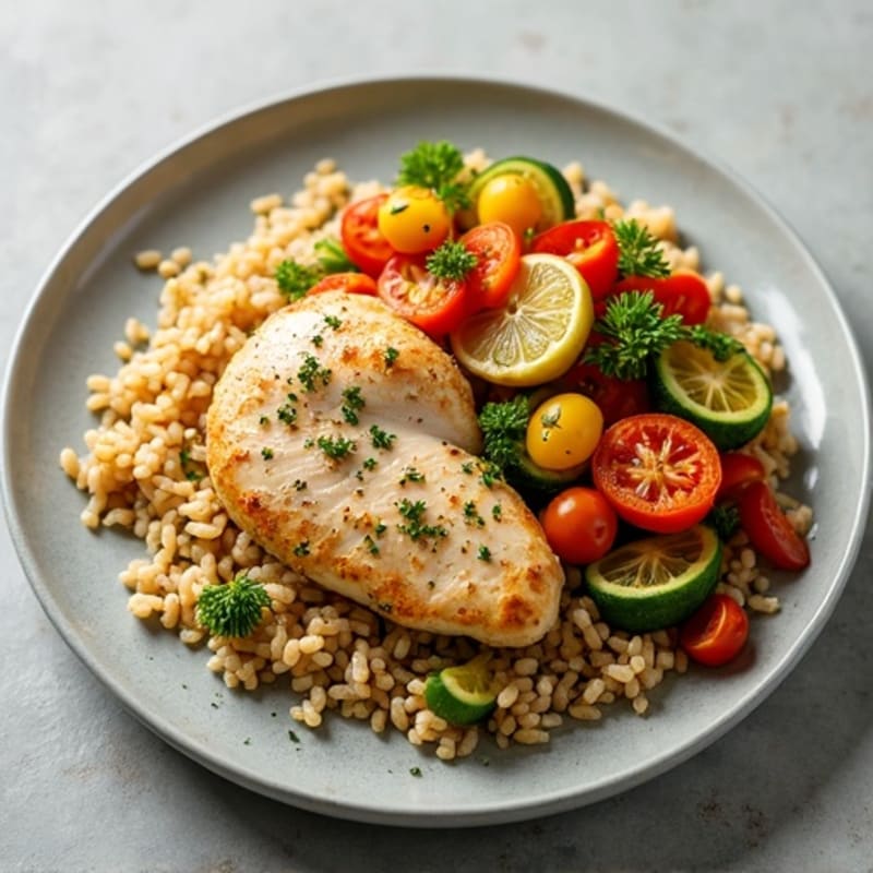 One-Pan Citrus-Herb Chicken and Rice with Tender Vegetables