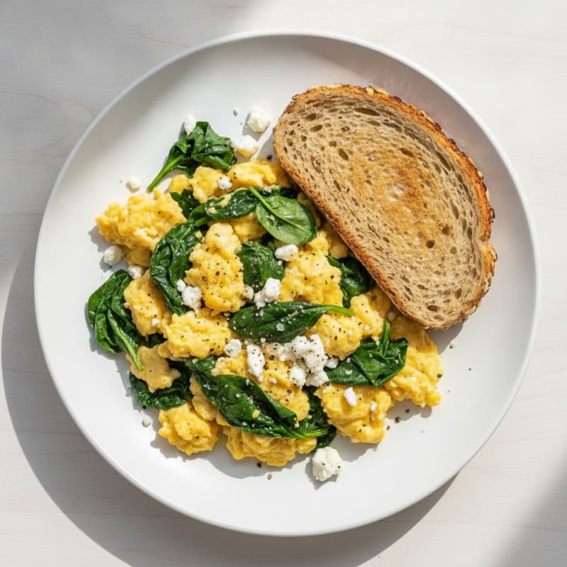 Scrambled Eggs with Spinach and Feta