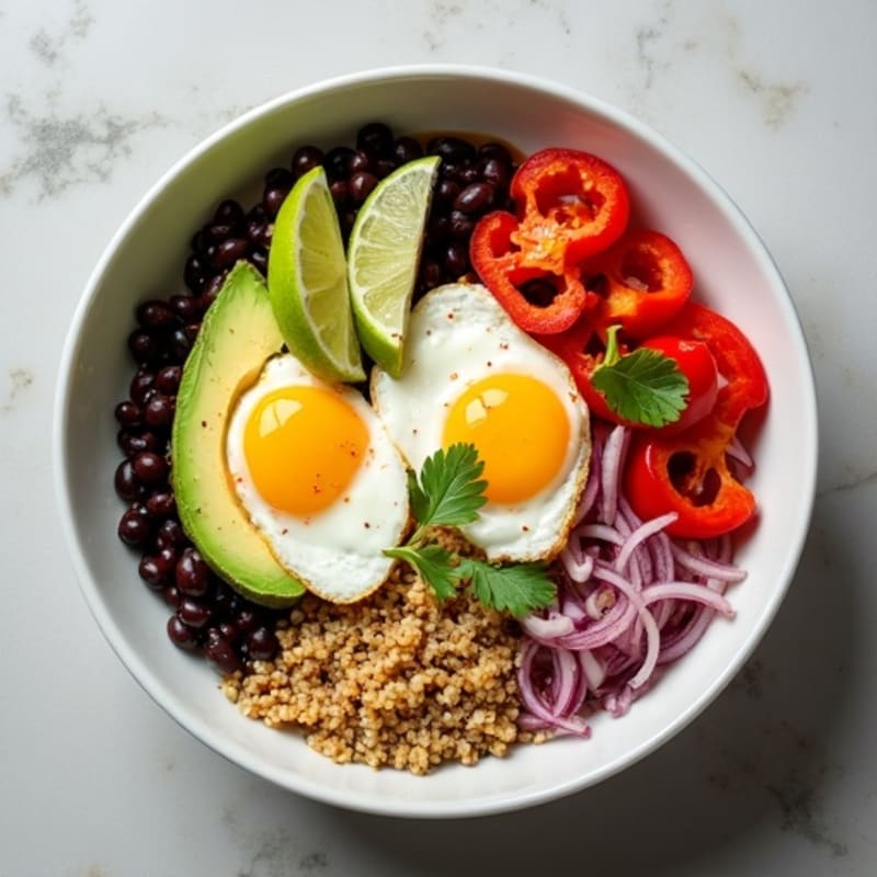 Spicy Black Bean and Quinoa Bowl with Fresh Avocado