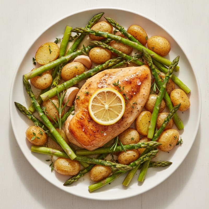 Lemon-Herb Roasted Chicken with Asparagus