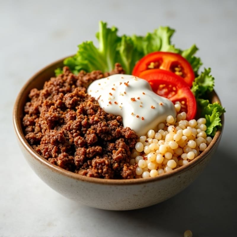 Seasoned Ground Beef Bowl with Special Sauce