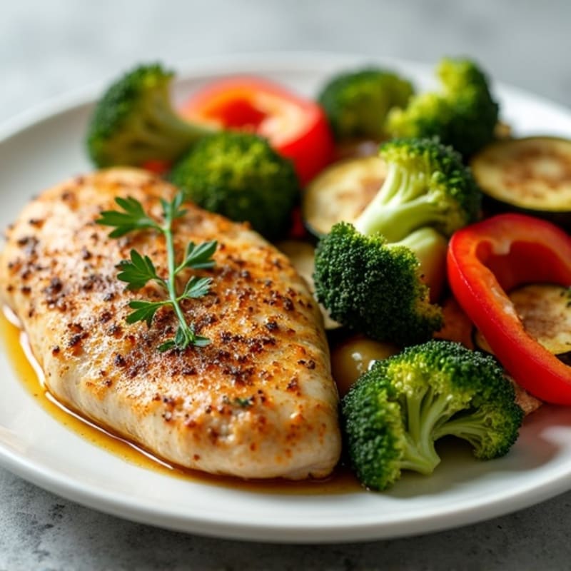 Herb-Crusted Pan Seared Chicken with Roasted Vegetables