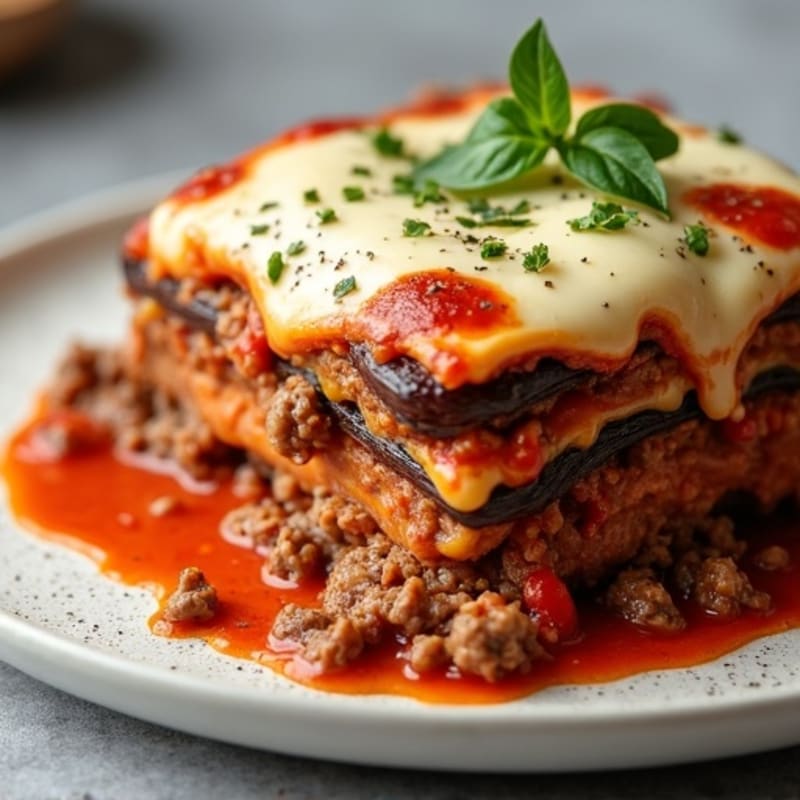Creamy Layered Eggplant and Lean Ground Beef Bake