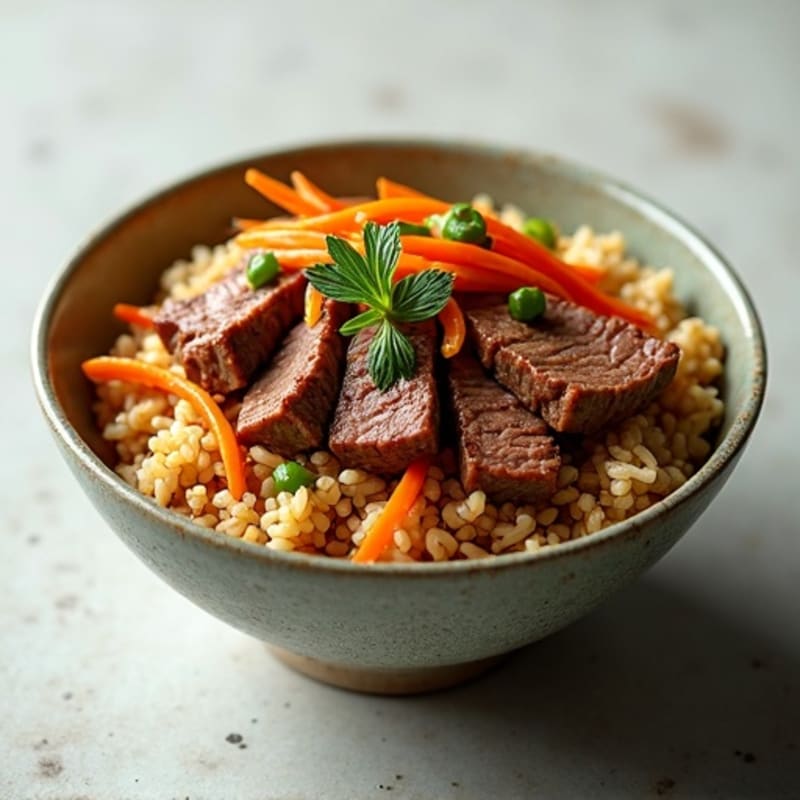 Crispy Cabbage and Hamburger Meat Bowl with Jasmine Rice