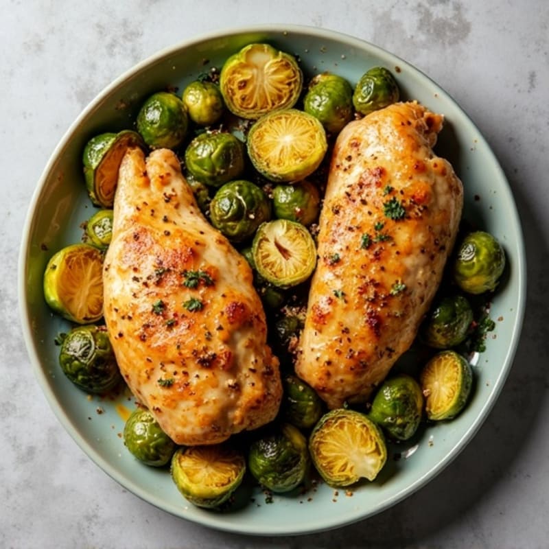 Sheet Pan Roasted Chicken and Crispy Brussels Sprouts