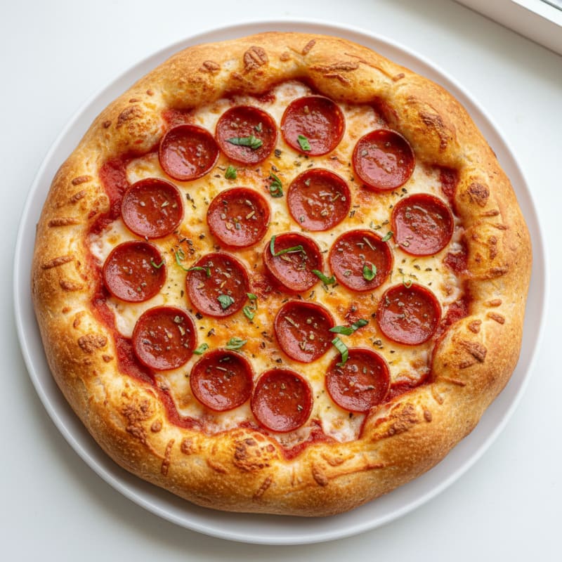 Golden Crispy Pepperoni Stuffed Crust Pizza