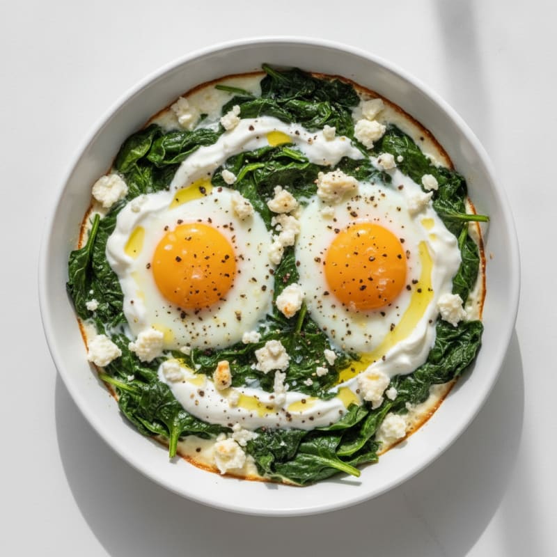 Baked Eggs with Spinach and Feta