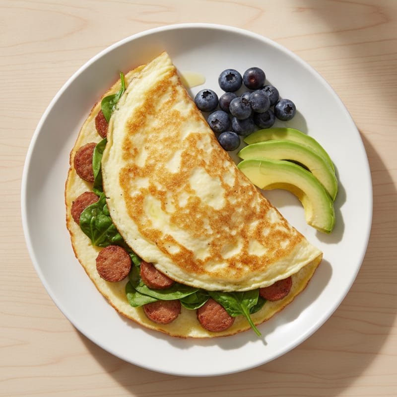 Egg White Spinach Omelet with Turkey Sausage