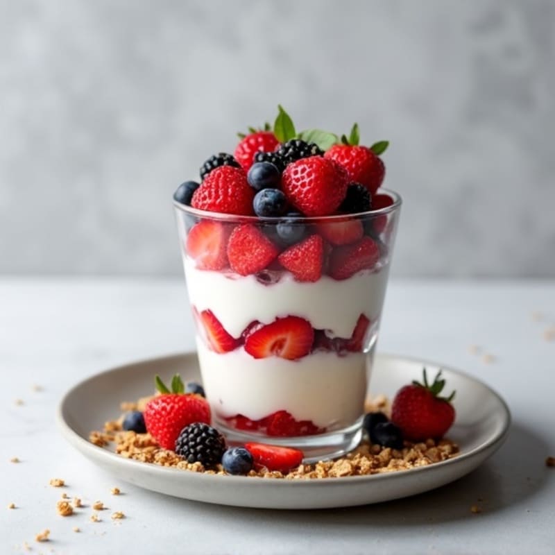Greek Yogurt Protein Parfait with Mixed Berries