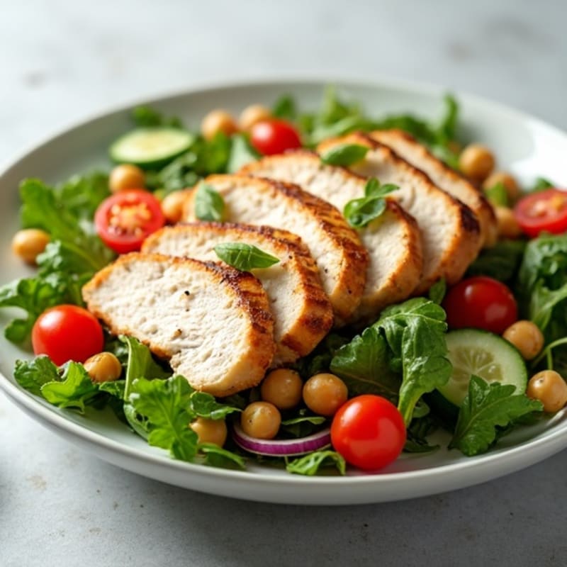 Grilled Turkey Breast Salad with Mixed Greens and Lemon Vinaigrette