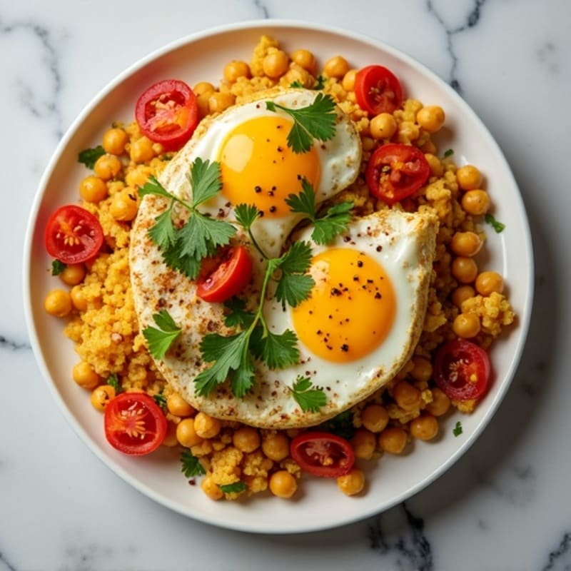 Spiced Chickpea and Egg Scramble with Fresh Cilantro