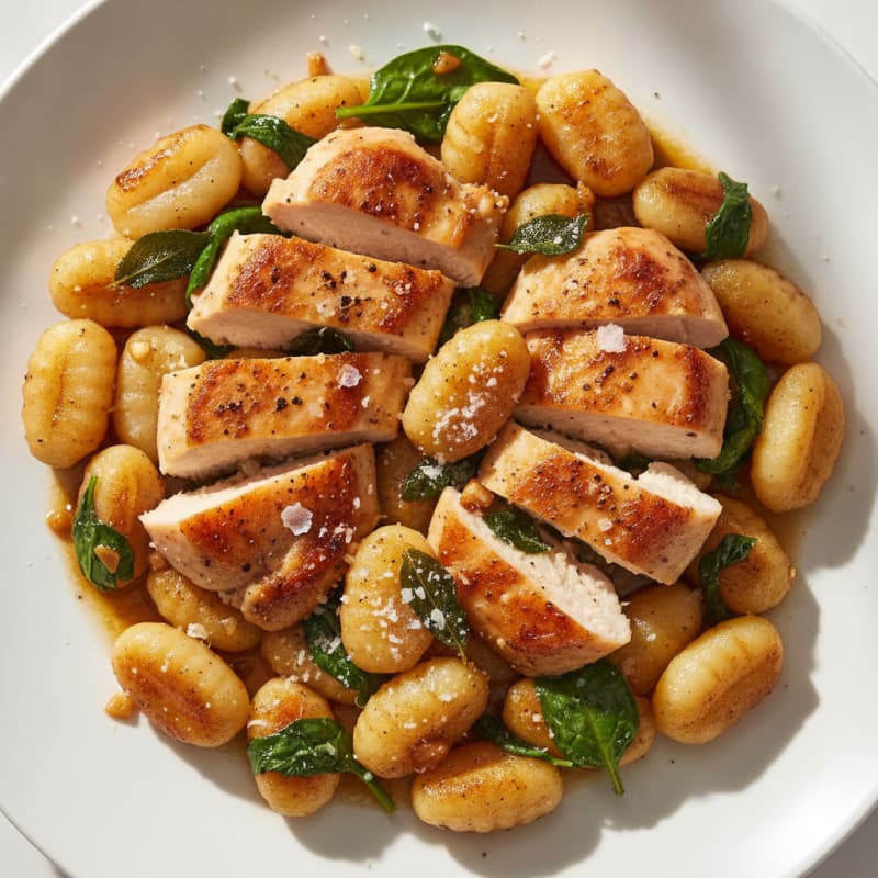 Gnocchi with Sage Butter Sauce and Seared Chicken