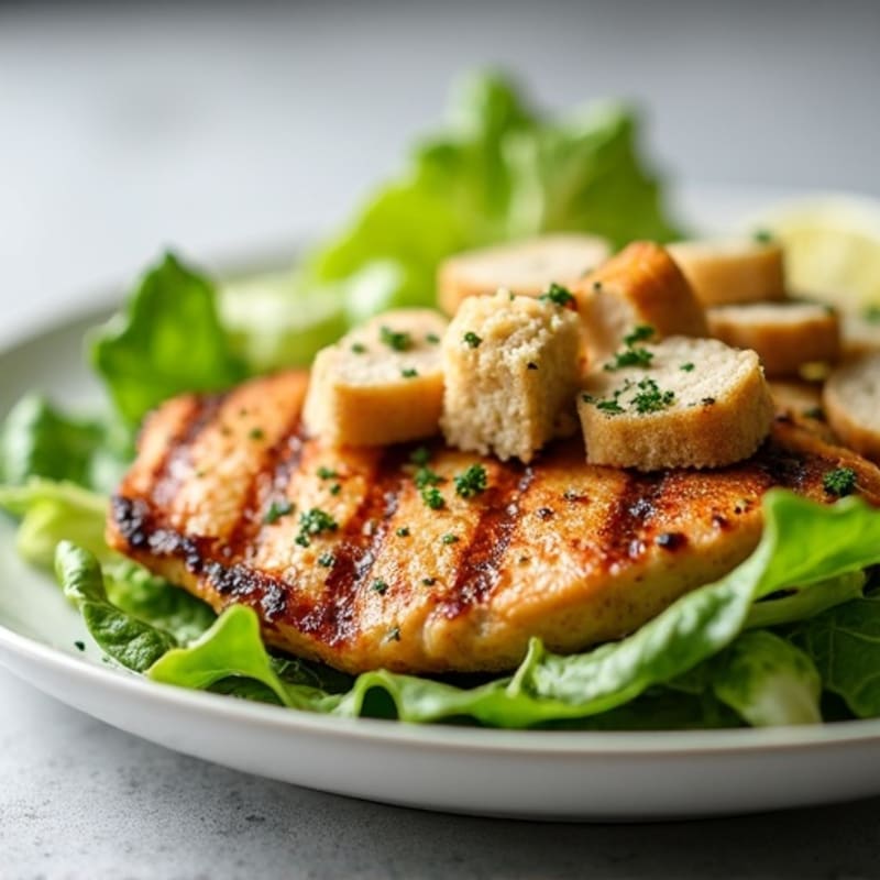 Grilled Chicken Caesar Salad with Crispy Romaine