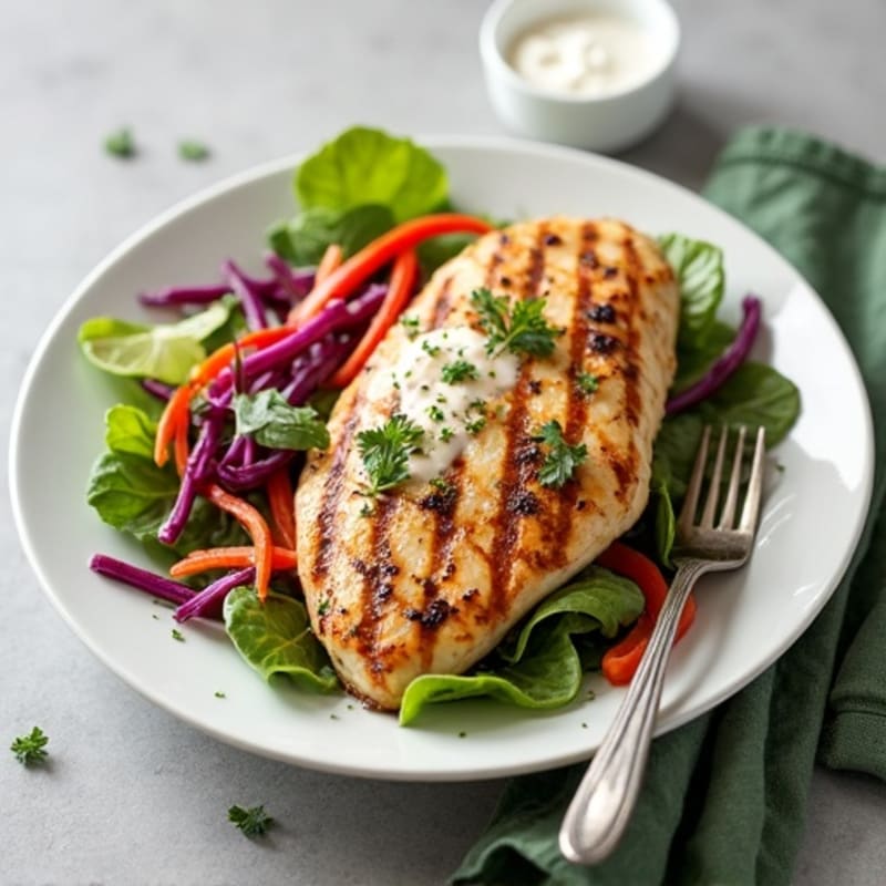 Grilled Chicken Breast with Crunchy Cabbage Slaw