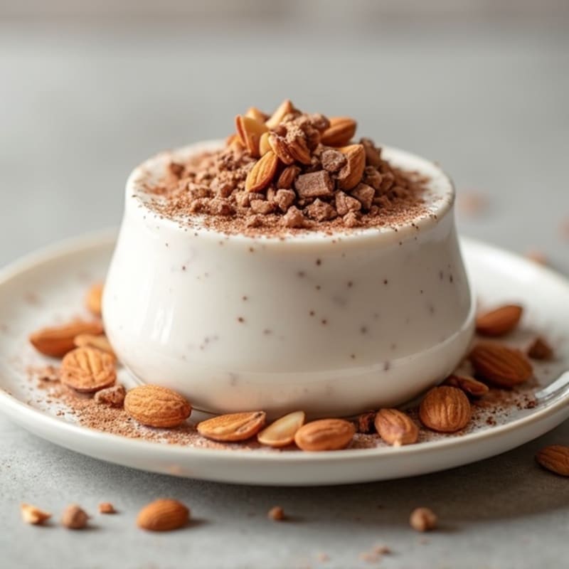 Creamy Protein Greek Yogurt with Chocolate Protein Powder and Chopped Almonds