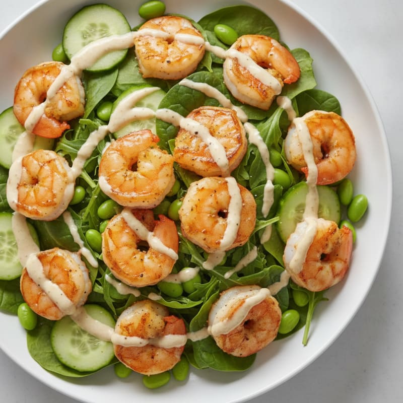 White Miso Ginger Dressing Shrimp Salad