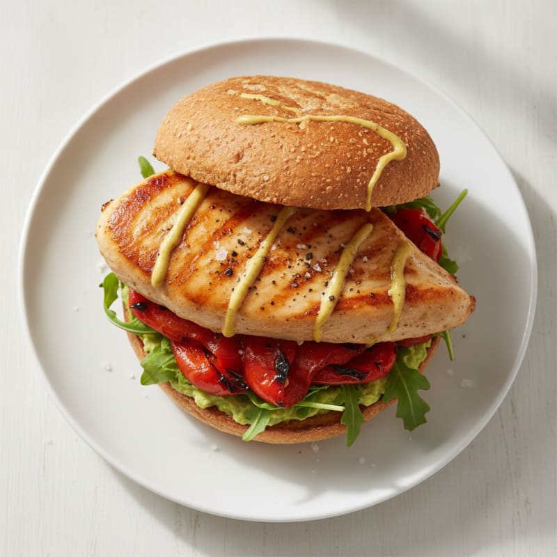 Pan-Seared Chicken Sandwich with Roasted Peppers