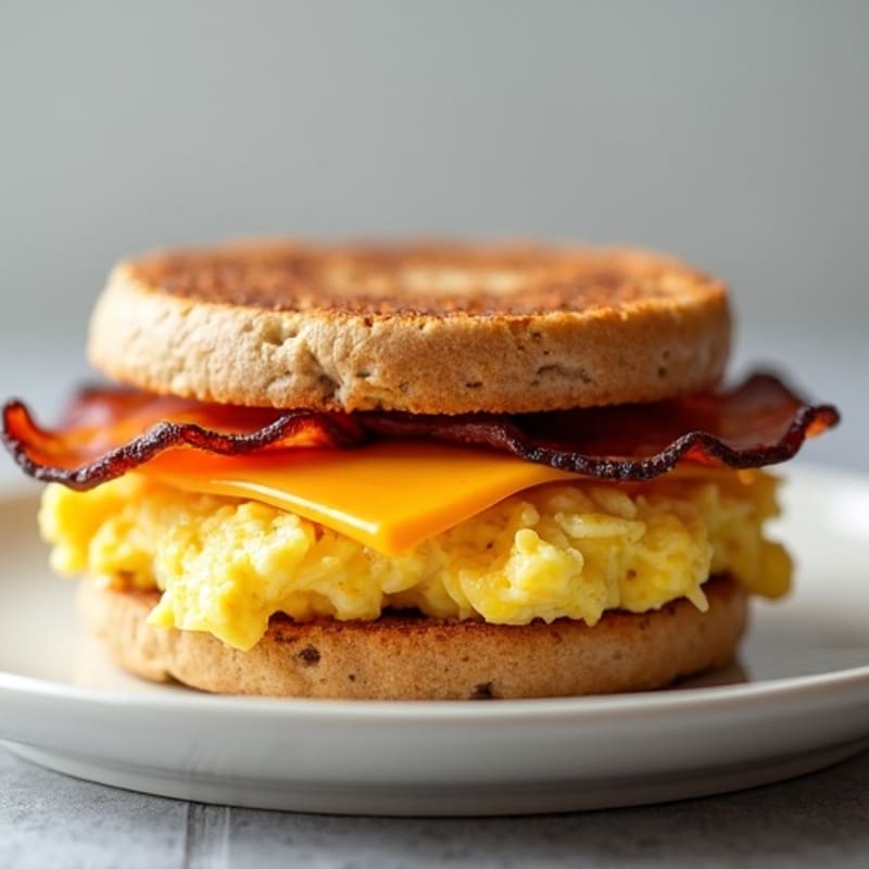 Fluffy Egg and Crispy Turkey Bacon Breakfast Sandwich