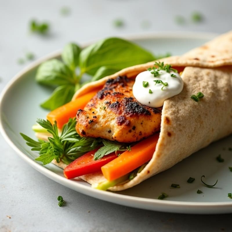 Herb-Grilled Chicken and Fresh Crunchy Veggie Wrap