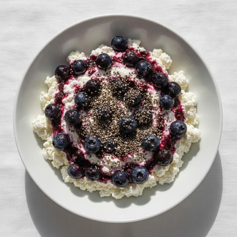 Cottage Cheese Berry Bowl with Chia Seeds