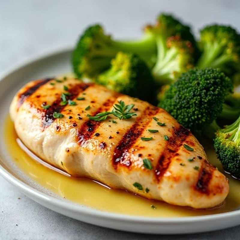 Grilled Lemon Garlic Chicken Breast with Roasted Broccoli