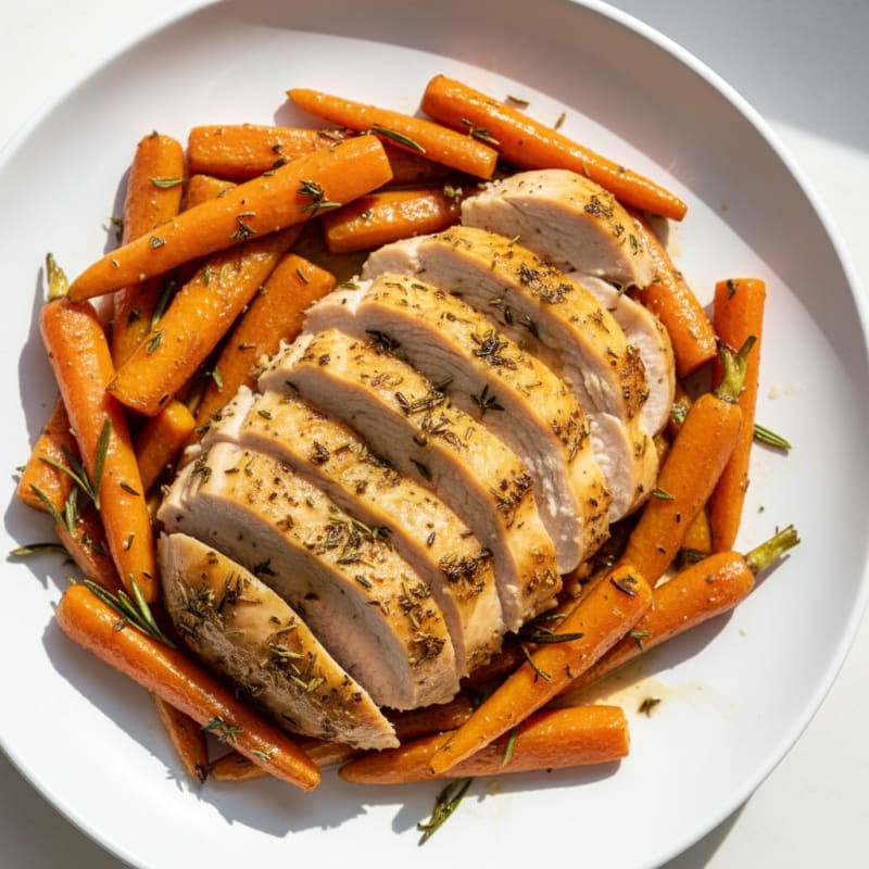 Herb-Baked Turkey with Roasted Sweet Potatoes and Carrots