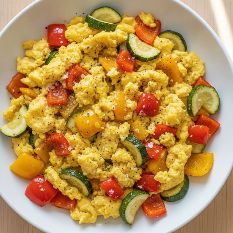 Hearty Scrambled Eggs with Roasted Vegetables