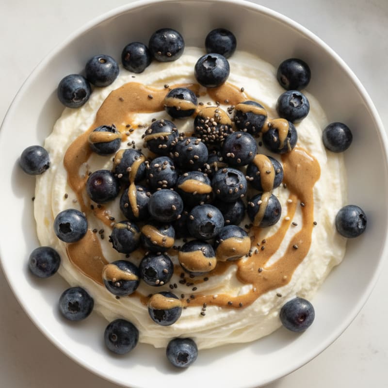 Silky Greek Yogurt Bowl with Protein Powder and Fresh Berries