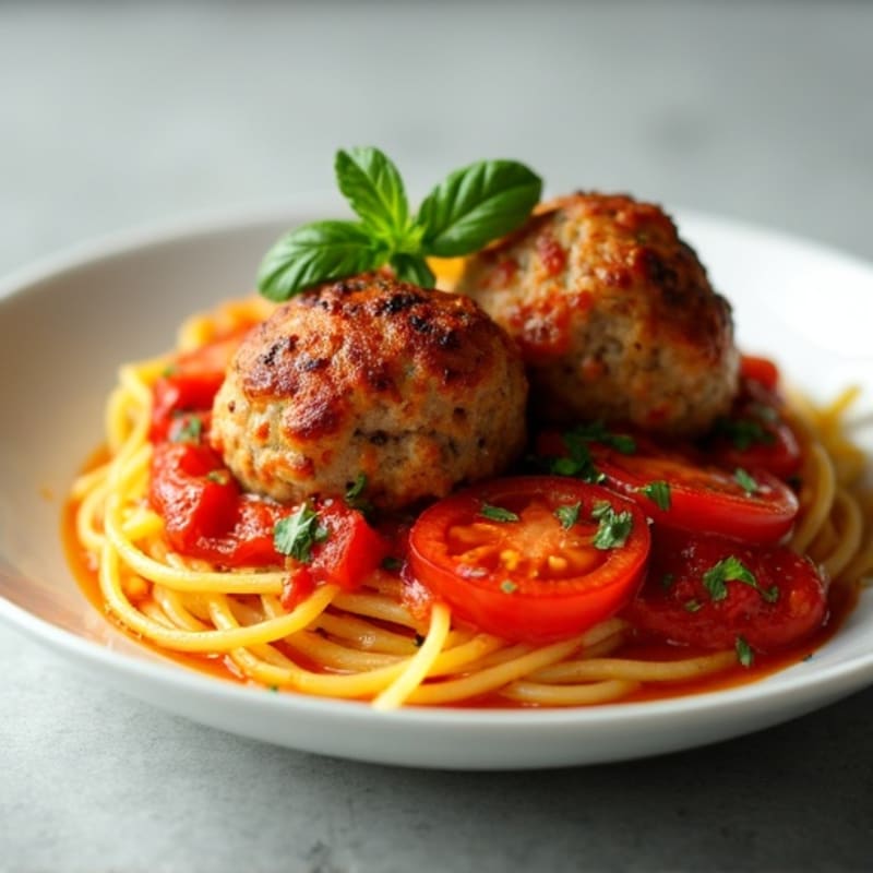 Turkey Meatball Spaghetti Squash with Fresh Basil Tomato Sauce