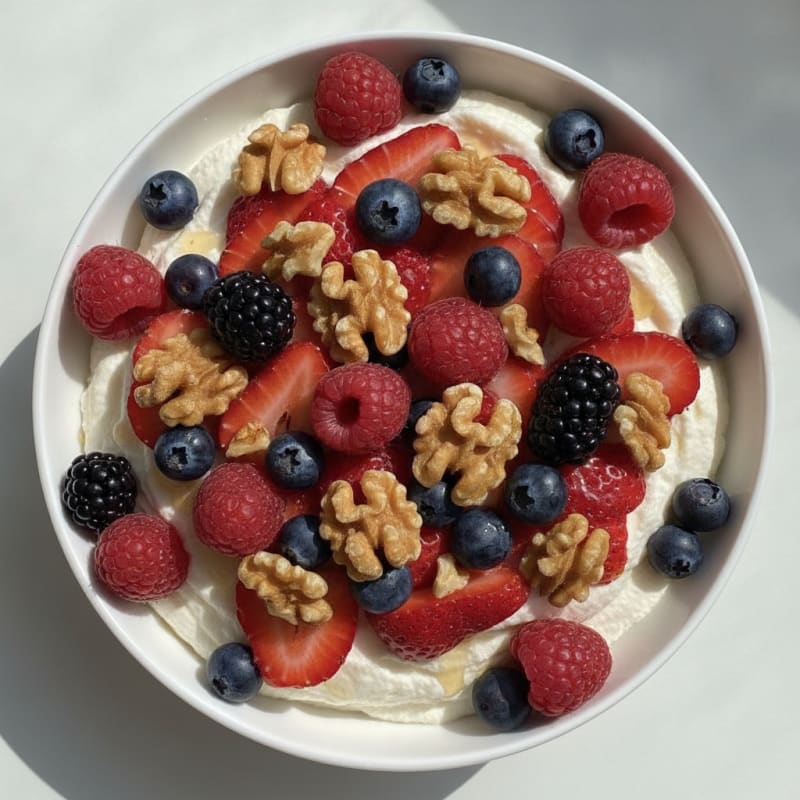 Silky Greek Yogurt Protein Mousse with Mixed Berries