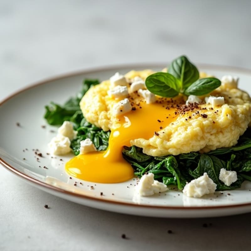 Fluffy Spinach Feta Egg White Scramble