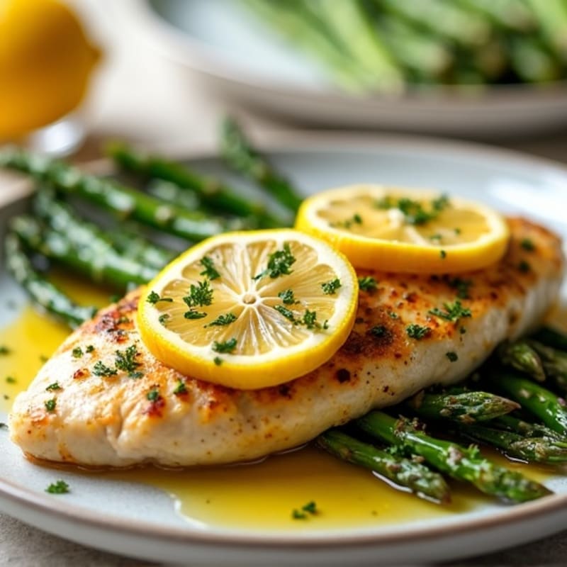 Lemon-Garlic Pan-Seared Chicken with Roasted Asparagus