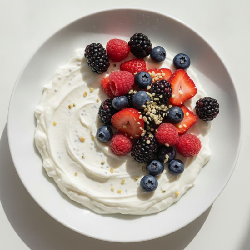 Silky Greek Yogurt Protein Pudding with Mixed Berries