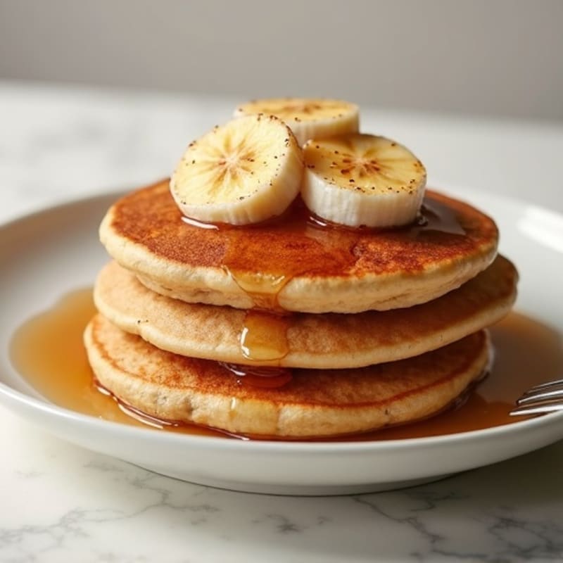 Fluffy Whole Wheat Pancakes with Warm Cinnamon Banana