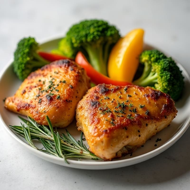 Crispy Garlic-Herb Chicken Thighs with Roasted Vegetables