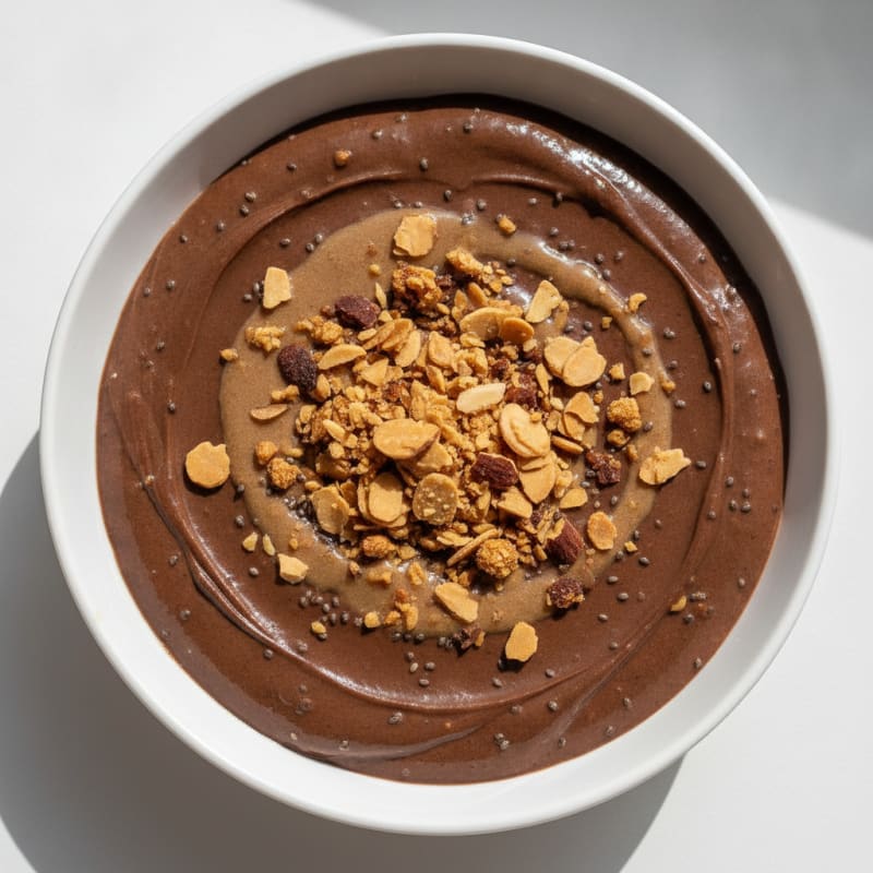 Silky Chocolate Protein Pudding with Almond Crunch