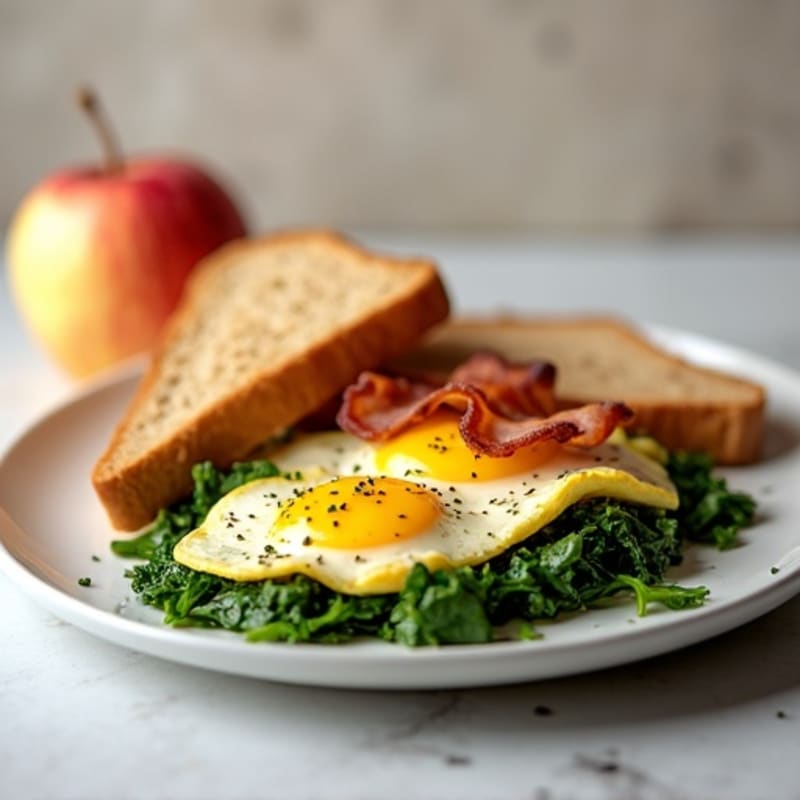 Egg White Scramble with Spinach and Turkey Bacon