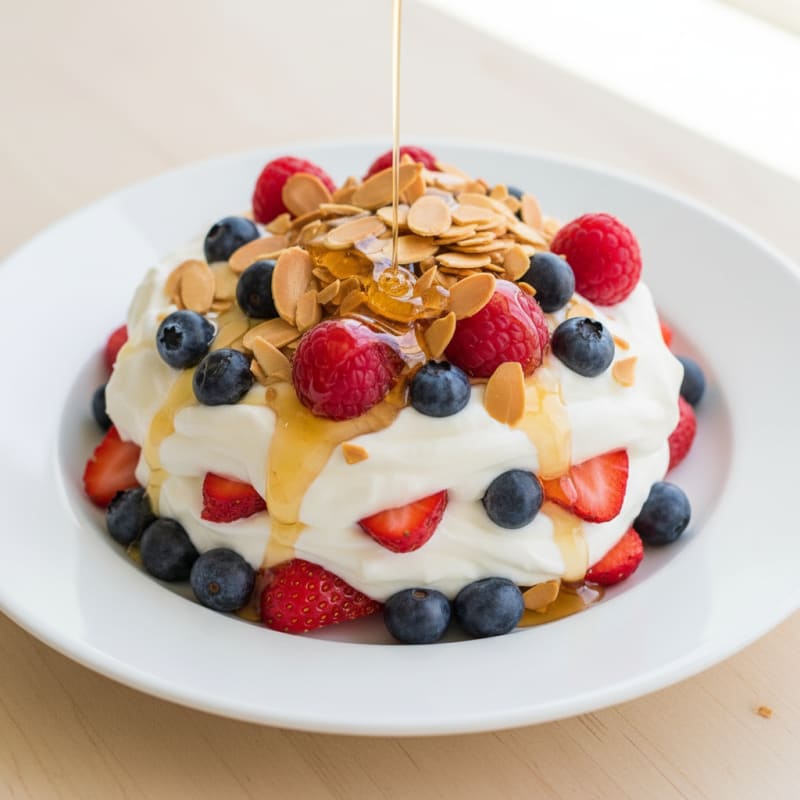 Creamy Greek Yogurt Parfait with Mixed Berries and Almonds