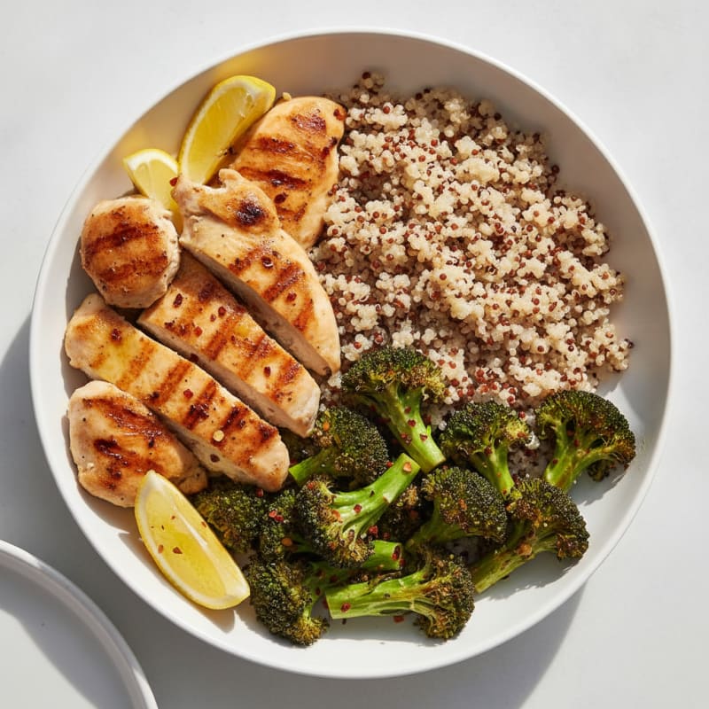 Grilled Chicken Quinoa Bowl with Roasted Broccoli