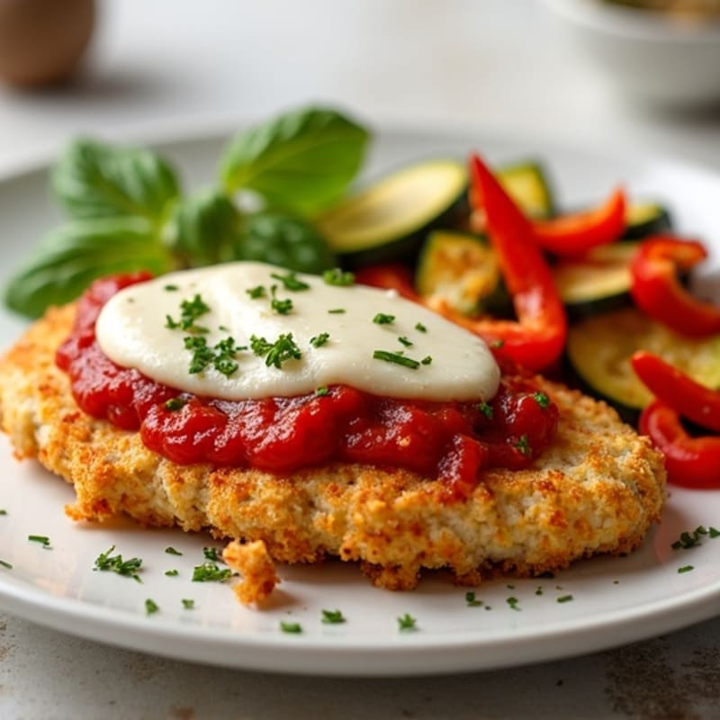 Healthy Crispy Chicken Parmesan with Roasted Vegetables