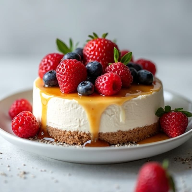 Greek Yogurt Protein Cheesecake with Fresh Berries