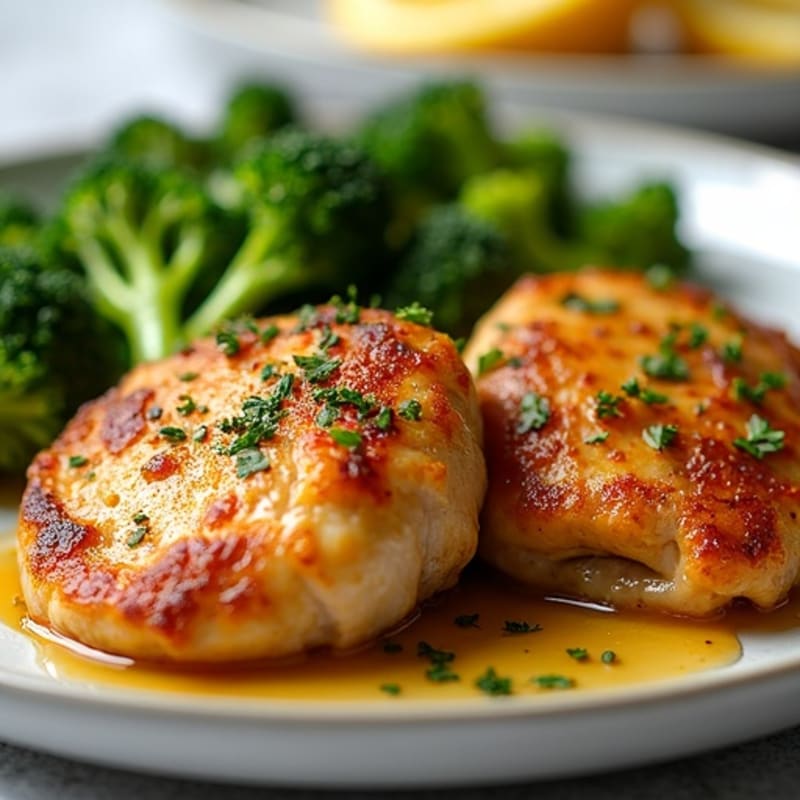 Crispy Pan-Seared Chicken Thighs with Lemon Garlic Broccolini