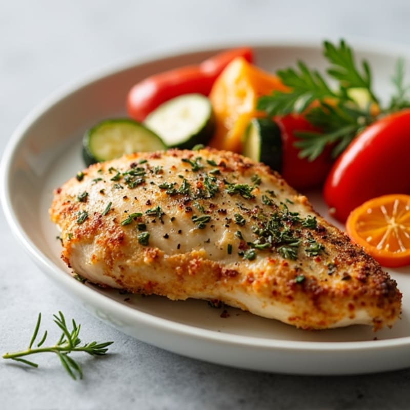 Herb-Crusted Pan Seared Chicken with Roasted Vegetables