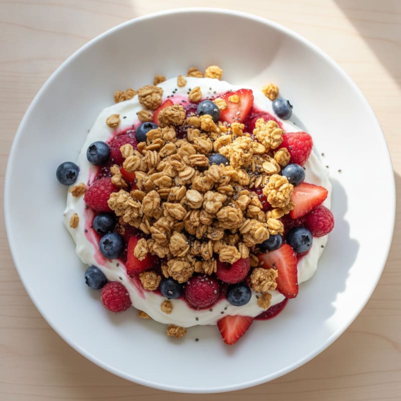 Greek Yogurt Protein Parfait with Mixed Berries