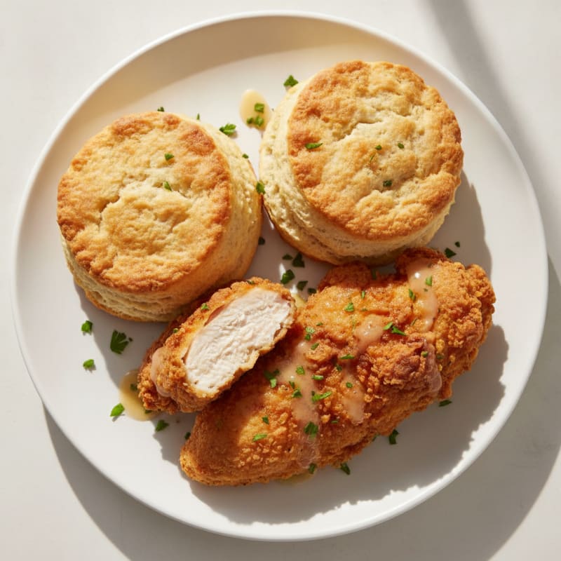 Buttermilk Fried Chicken with Fluffy Biscuits