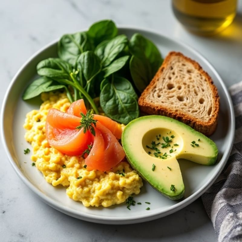 Egg White Scramble with Smoked Salmon and Spinach